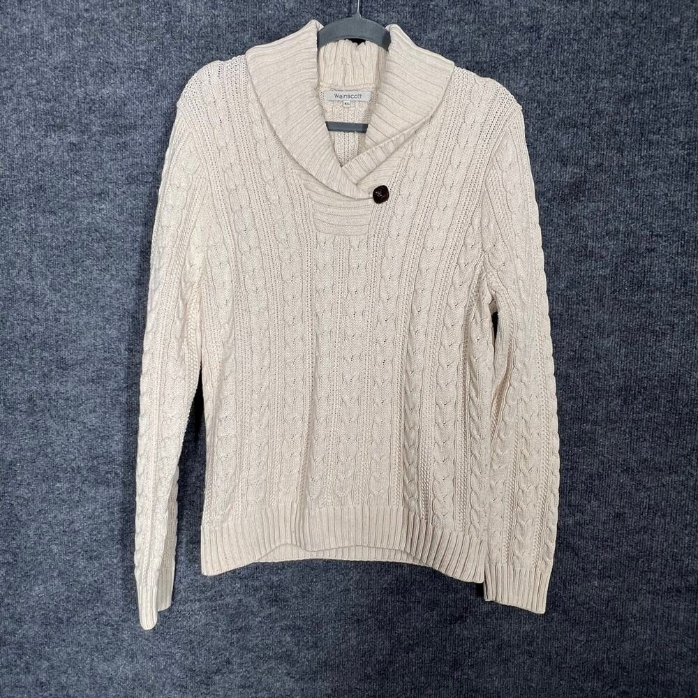Wainscott Cable Knit Sweater Women Sz X-Large Cream Classic Preppy Cozy Timeless